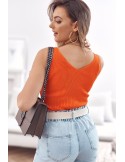 Fitted ribbed top with straps, orange MP32859 - Online store - Boutique